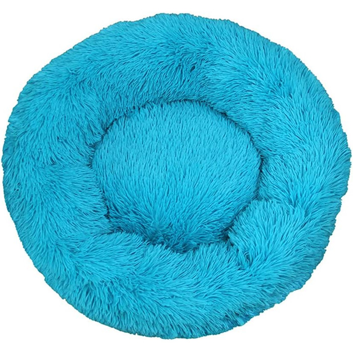 М'яке кругле ліжко для собак та котів Lukery з плюшу, зручне лежання, донат-подушка для маленьких, середніх та великих тварин (40 см, блакитне)