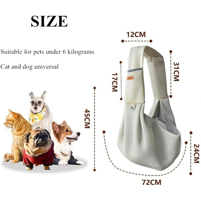 Транспортна сумка для собак та котів на плечі, дихаюча, для прогулянок та подорожей, бежева