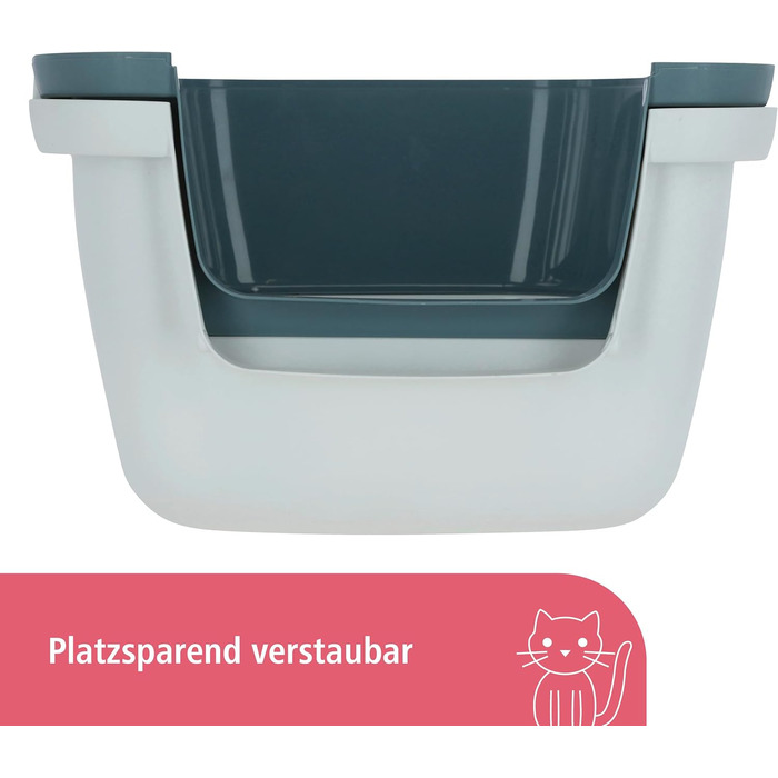 Туалет для котів Kerbl Cathy Clever & Smart, синьо-білий, 58x45x48 см, з висувним лотком
