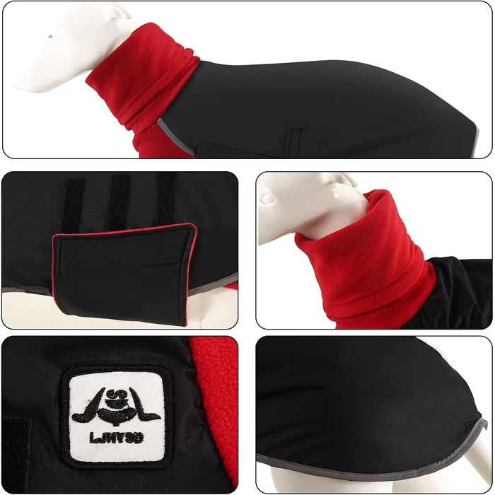 Водонепроникний зимовий теплий одяг для породистих собак Віндгаунд, Салукі, Вів'єта (Чорний, L)