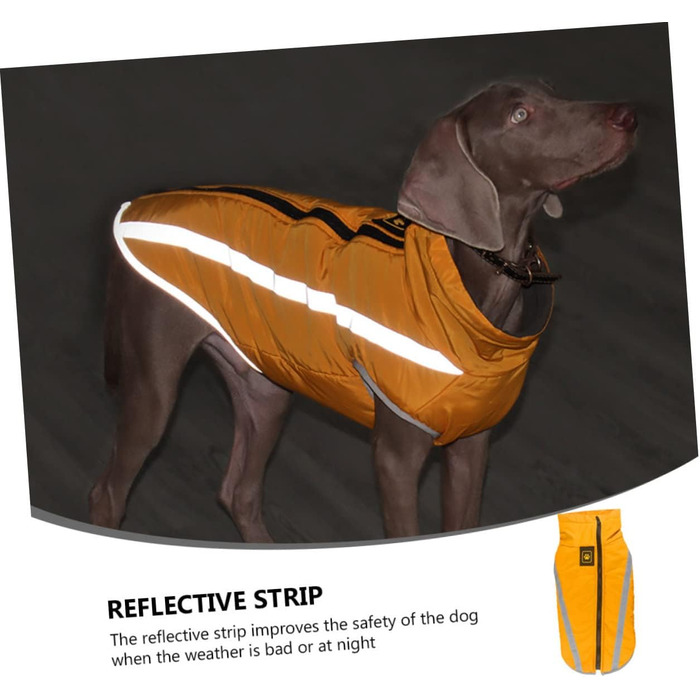 Водонепроникний дощовик для собак MERRYHAPY з флісовою підкладкою та світловідбиваючими смугами, жовтий, 50x60 см