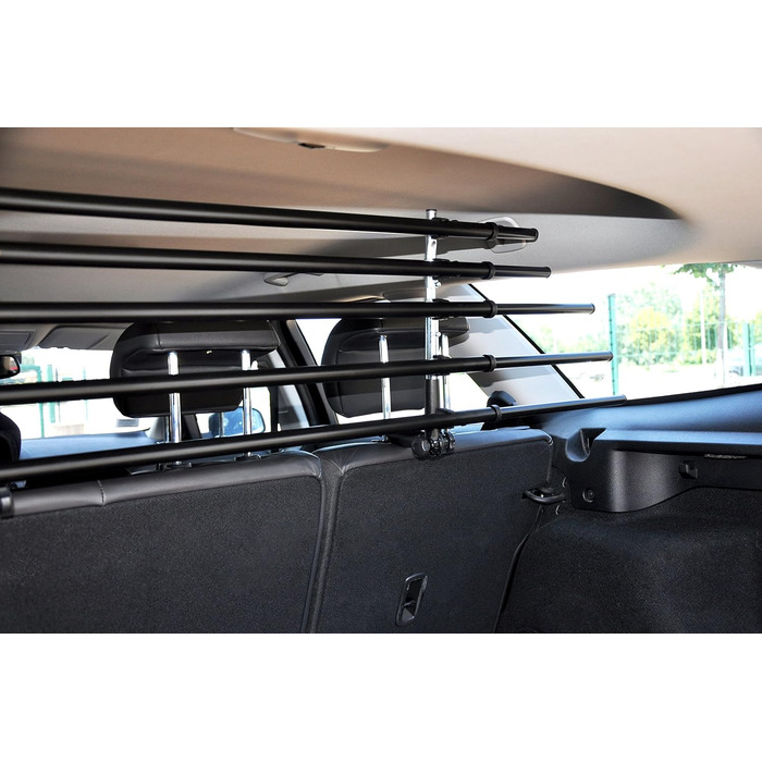 Бар'єр для собак у багажник Dobar® 62200 - складаний, універсальний, для автомобіля, з нержавіючої сталі, 28-36 x 82-141 см, чорний