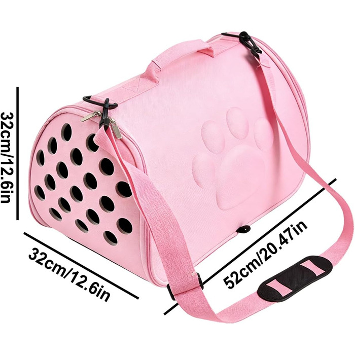 М'яка переноска для котів | Переноска-сумка з регульованим плечовим ременем, переноска для котів для подорожей - для візитів до ветеринара, міських активностей, рюкзак, подорожі, піші прогулянки, кемпінг та походи (Рожева, L)