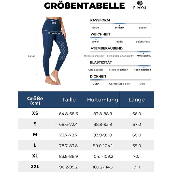 Легінси для верхової їзди FitT4 для дівчаток та жінок, дихаючі та еластичні, з силіконовими колінцями та верхньою частиною, для верхової їзди та велосипеда (Морська синя, XS)