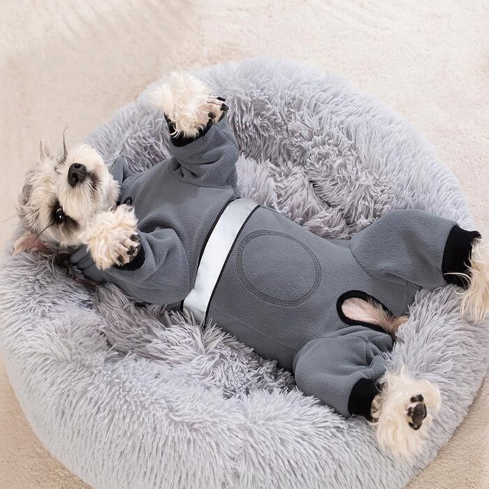 Теплі зимові куртки для собак, флісові комбінезони з D-кільцем, для малих та середніх собак, сірий колір, розмір XL XL