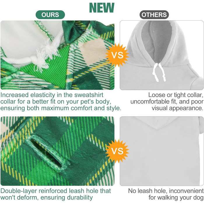 Світшот для собак з флісу BEAUTYZOO з капюшоном, кишенею та отвором для повідка, еластичний, для маленьких, середніх та великих собак, одяг для осені, зими, холодних днів, теплі дизайнерські куртки для собак, M/L (довжина спини: 46 см, обхват грудей: 64 с