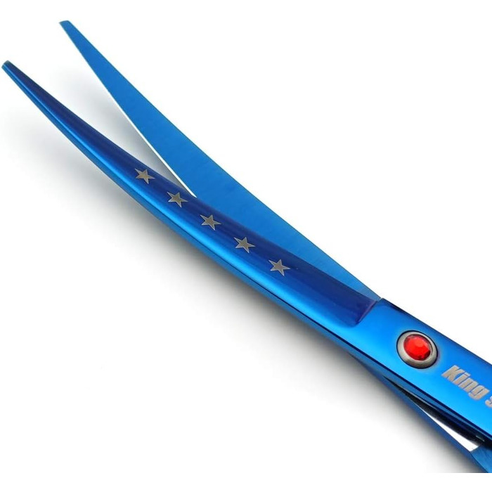 Професійний набір ножиць для грумінгу домашніх тварин: 4 шт. (прямі, тонкі, вигнуті), титанове покриття, блакитний колір