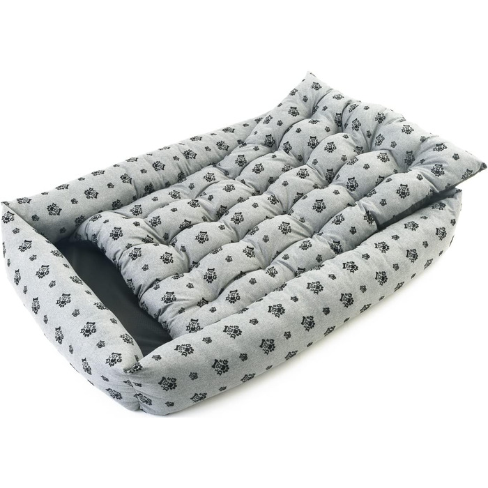 Водонепроникне ліжко для собак - ліжка для маленьких та великих собак - ліжко для собак з неслизьким дном - собачий кошик, собачий лежак (120x90x20, сіре льоноподібне, 