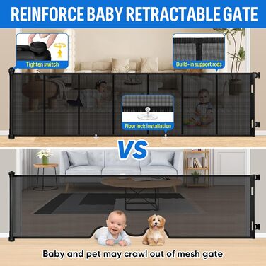 Захист для дверей MYPIN: розтяжне захисне ворота для собак, дітей, 0-140 см, чорний