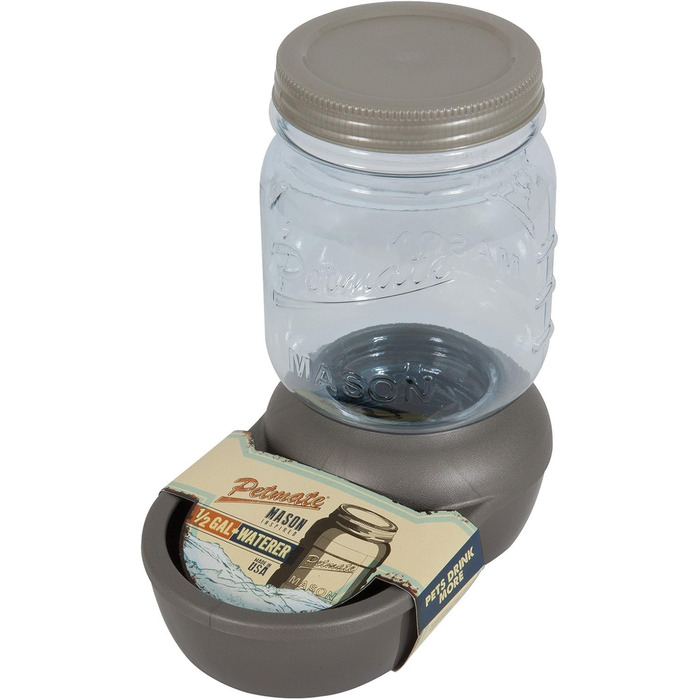 Поїльник для води Petmate Mason, 0.5 л, сріблястий