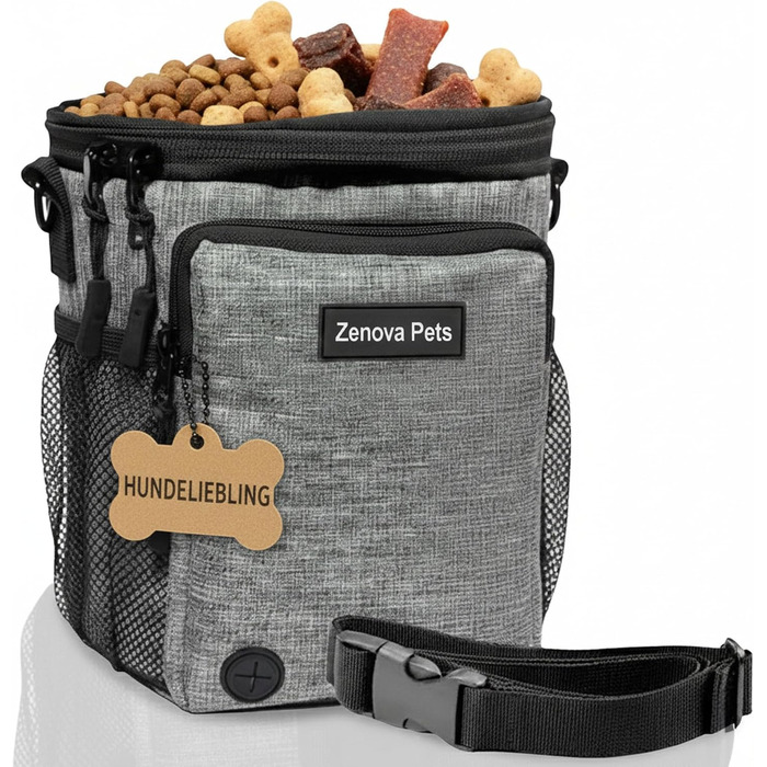 Сумка для ласощів для собак – практична сумка для тренувань з додатковим поясом – сумка для корму для собак, сумка для тренувань та прогулянок – міцна, водостійка сумка для ласощів для собак для подорожей