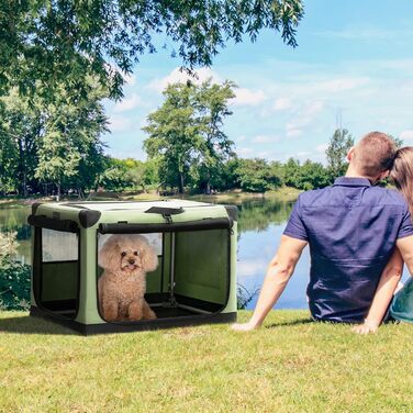Складана переноска Petsfit для собак і котів, розмір S, синя, текстиль з алюмінієвим каркасом, посилені шви, для автомобіля