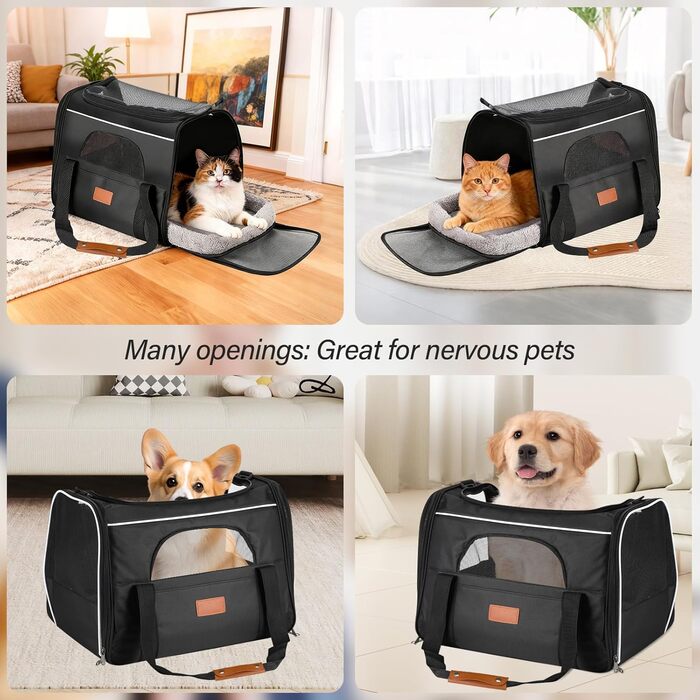 Транспортна переноска для котів Alitree, середнього розміру, до 9 кг, з регульованим плечовим ременем, дихаюча та складна