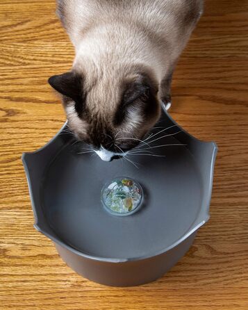 Напійниця для собак та котів VitaJuwel з бамбука з сумішшю дорогоцінних каменів | сірий колір