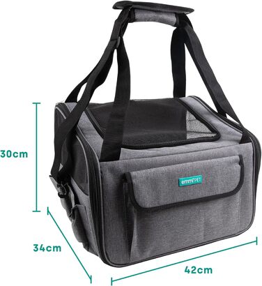 Транспортна сумка для собак та котів Emmi-Pet, складана та портативна переноска до 9 кг, з оксфордської тканини, водонепроникна сумка для собак та котів для автомобіля, поїздів та подорожей, Travel Bag 41,5 x 32 x 30 см