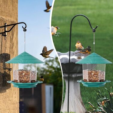 Будинок для пташиного корму Jieayhiu, підвісний, вологостійкий, з запобіжником від падіння, зелений