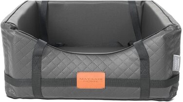 Автокрісло для собак Mayaadi-Home, штучна шкіра, темно-сіре, 65x55x25 см, лежак для авто, корзина для перевезення, стьобане, для заднього та переднього сидіння