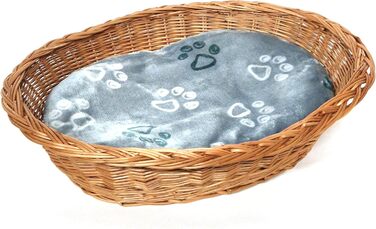 Корзина для собак Tigana з плетінням з лози, з подушкою, 70 см, натуральний колір