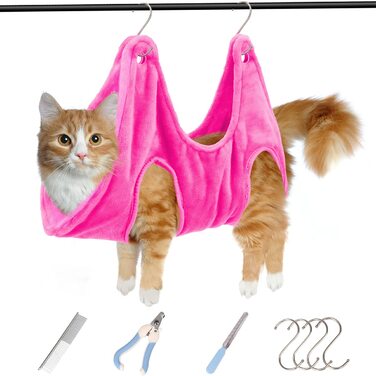 Гамак для собак Aersileng 8-в-1: догляд, стрижка, купання, сумка для маленьких собак та котів (рожевий, S)