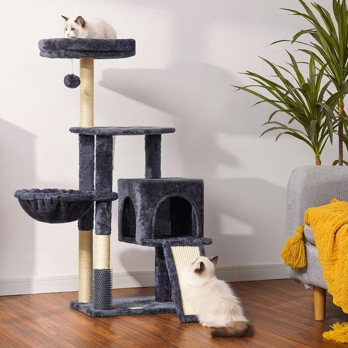 Котячий будиночок Heybly з когтеточкою та щіткою, сірий, HCT005SG