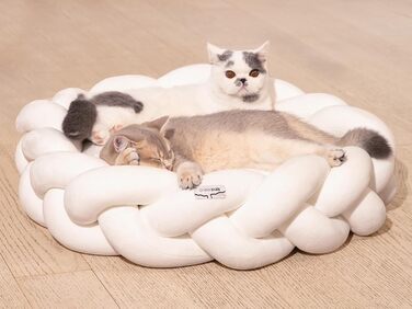 Катячий дім CheerPals 60см: зручна плетена лежанка для котів та маленьких собак, білий колір