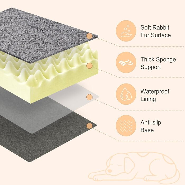 Ортопедичне ліжко для собак на зиму та літо з знімною, пральною наволочкою, 104*68*8 см, сірого кольору