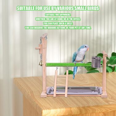 Дерев'яний ігровий комплекс Vogel Spielplatz для хвилястих попугаїв, канарів та інших птахів. Комплект з годівницями, сходами та гойдалкою.