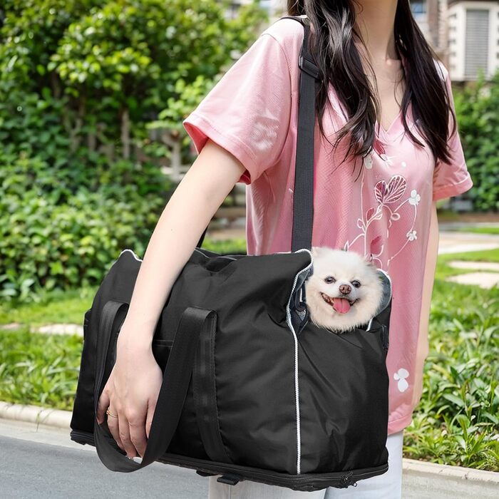 Автокрісло для собак та котів, середньорозмірне, знімний, миючий, з хутром, для цуценят, м'яке та тепле, S (Чорний, Маленький)