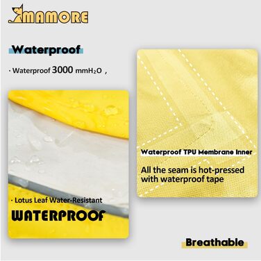 Дощовик для собак, водонепроникний, світловідбиваючий, регульований, дихаючий, з отвором для шлейки, для малих, середніх та великих собак (Жовтий та Білий, розмір XXXL)