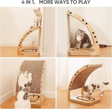 Преміум кігтеточка для котів з міцним матовим каркасом та іграшкою-обертом, вертикальна кігтеточка для дому, знімний картон для котів