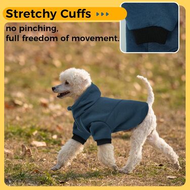 Флісовий худі для собак Lelepet з капюшоном та отвором для повідка, теплий, для осені та зими, на блискавку, стильний одяг для собак маленьких, середніх та великих порід, зелений (Medium, Blue)