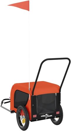 Фасба Причіп для собак, велосипедний причіп для тварин з відбивачами та прапорцем, для котів та інших домашніх улюбленців, оранжево-чорний, Oxford-тканина та залізо