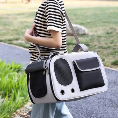 Портативна переноска для тварин - складана сумка для котів та маленьких собак, легка переноска | Міцна переноска для домашніх тварин з вентиляційною сіткою для безпечних подорожей з цуценятами або в дорозі, зелений (сірий)