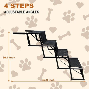 Східці для собак у машину, портативні складані сходинки для великих собак, 4 сходинки, підходять для авто, вантажівок, SUV, легкі для подорожей