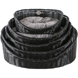 Набір з 5 корів для котів та/або собак D&D Home, модель Рустикаль, ротанг, з подушками, чорний/антрацитовий, з поліротангу, для котів та маленьких собак