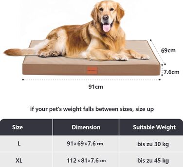 Ортопедичне ліжко для собак WAVVE, диван для собак середніх порід, з піною типу 