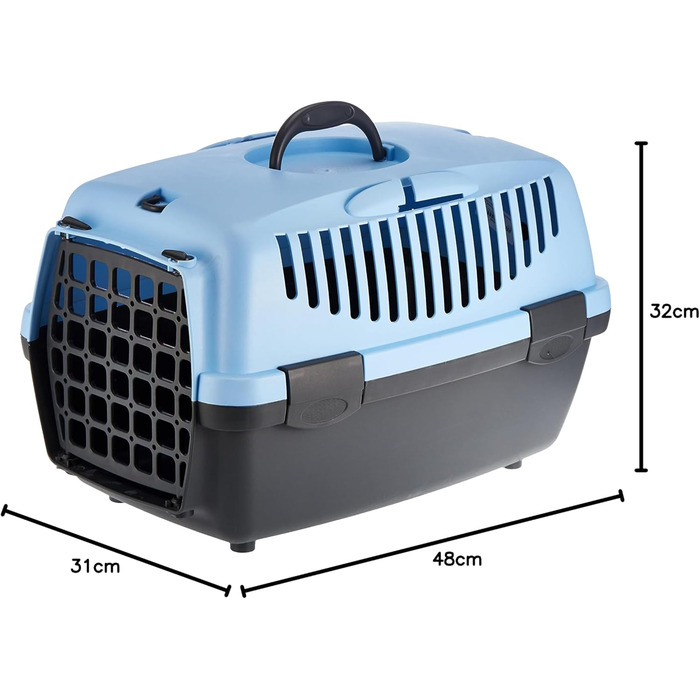 Транспортний бокс для тварин TRIXIE Capri 1, XS: 32x31x48 см, ручка, пластик, темно-сірий/пастельно-блакитний