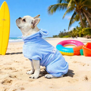 Рушник для собак Mosucoirl, халат для домашніх тварин з мікрофібри, швидковисихаючий, з капюшоном, бавовна (XS, блакитний)