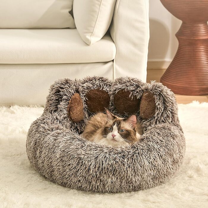 Кругла подушка-ліжко для собак Pfote Form: м'яка та зручна, для середніх та маленьких собак, Jumbo розмір, сірий колір