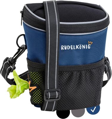 Сумка для ласощів для собак Rudelkönig - практична сумка для прогулянок та дресирування собак, фідер для собак з дозатором кульок для прибирання (Basic, Blue)
