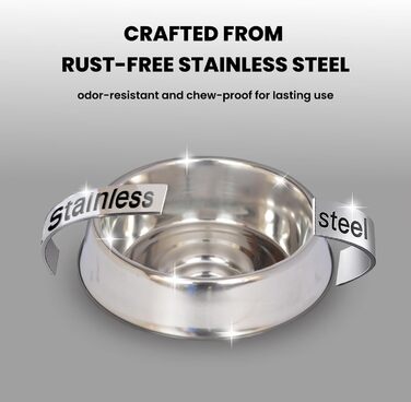 ICONIC PET Миска для собак та котів 900 мл з нержавіючої сталі, 4 чашки, з антиковзким дном, безшумна, захист від мурах, унікальний дизайн