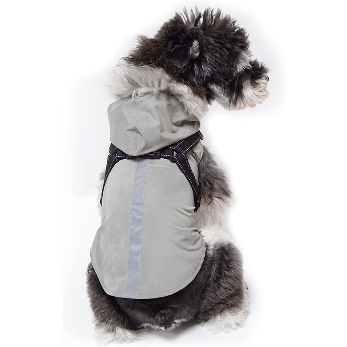 Дощовик для собак PETCUTE: водонепроникний дощовик-куртка з отвором для повідка, з відбиваючими смугами, для малих, середніх та великих собак (XL, сірий)