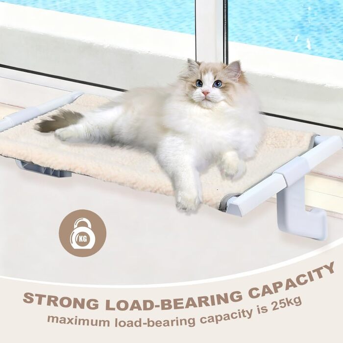 Крісло-гамак для котів на вікно, 68x34.5 см. Гамак для котів, ліжко для котів, гамак для котів на підвіс, зручне місце для відпочинку для великих котів до 25 кг