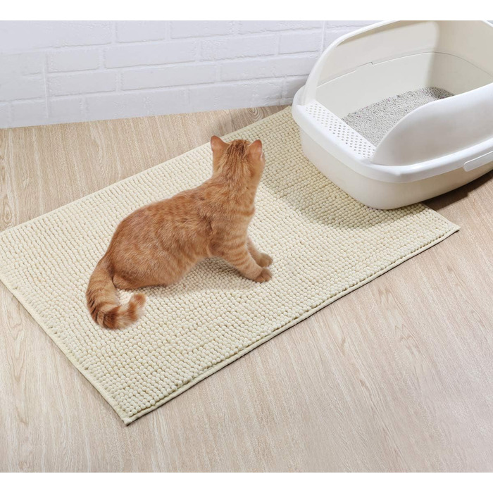 Килимок для котячого туалету VIVAGLORY, 80x50 см, бежевий. Захист від розсипання котячого туалету, машинне прання, неслизька та водонепроникна основа.