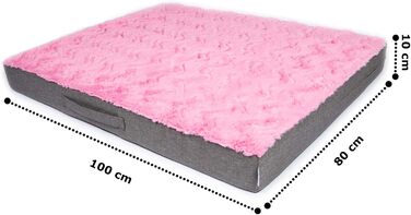 Килимок для собак CopcoPet Lucky - ортопедичний, неслизький, миючий. М'яке ліжко для собак з імітацією пухнастого хутра (100 x 80 x 10 см, Рожевий)