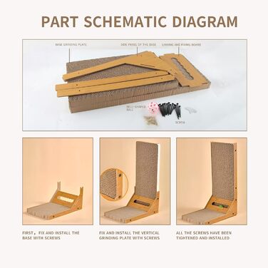 Кігтеточка для котів, 60 см, L-подібна, з іграшками, з якісного картону, велика XL