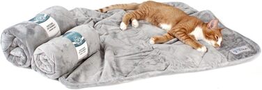 PetFusion Premium Plus стьобана ковдра для собак і котів, мікроплюш, 100% поліестер, сіра, легка, двостороння, розмір S (31 x 27 дюймів)