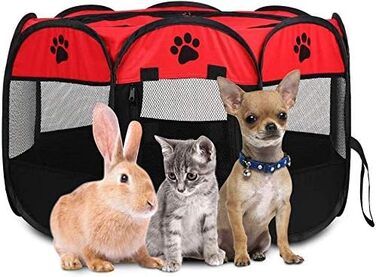 Вольєр для цуценят та тварин, розкладний вольєр для собак, кроликів, морських свинок, котів, для використання в приміщенні або на вулиці, 81 x 45 см