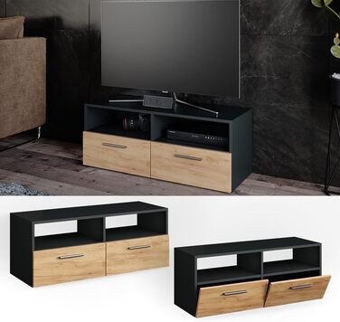 ТВ-тумба Vicco Diego, білий глянець, 95x38 см, антрацит