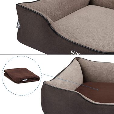 Преміум ортопедичне ліжко для собак BedDog Clara, м'яке ліжко-кімнатна подушка знімним чохлом, ковдра в подарунок - Rock (сірий) L 110 x B 75 x H 25 см ROCK (сірий)